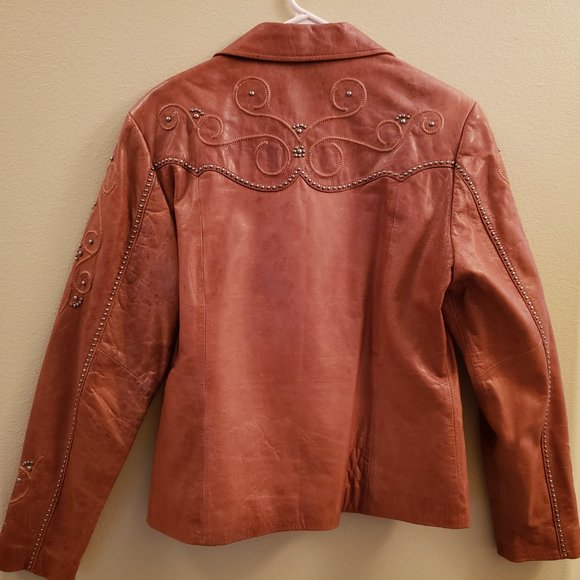 Cripple Creek Women's Medium (M) Vintage Genuine Leather Jacket - Studded/Lined - Picture 2 of 12